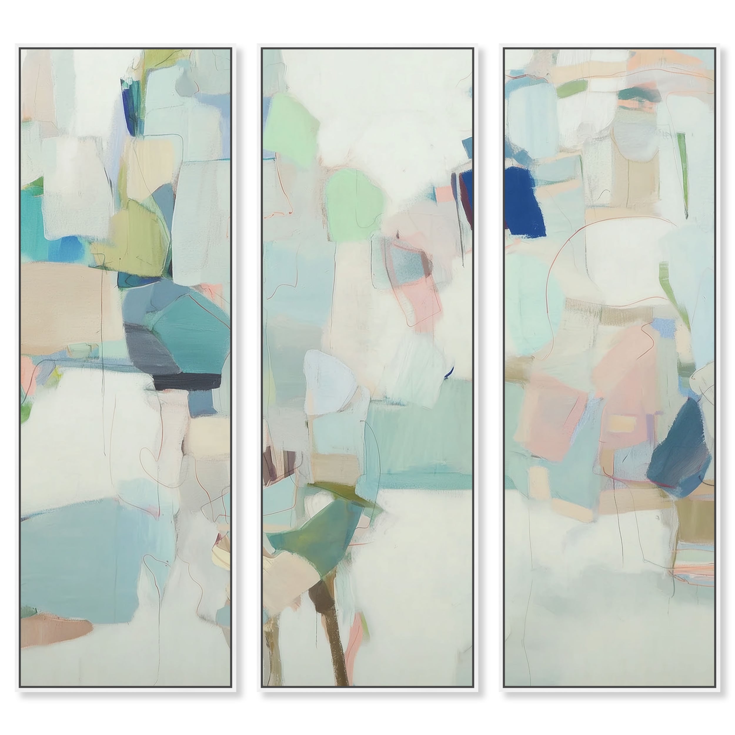 Soft Patchwork I Sage Wall Decor Set Framed Canvas Print by Art Remedy