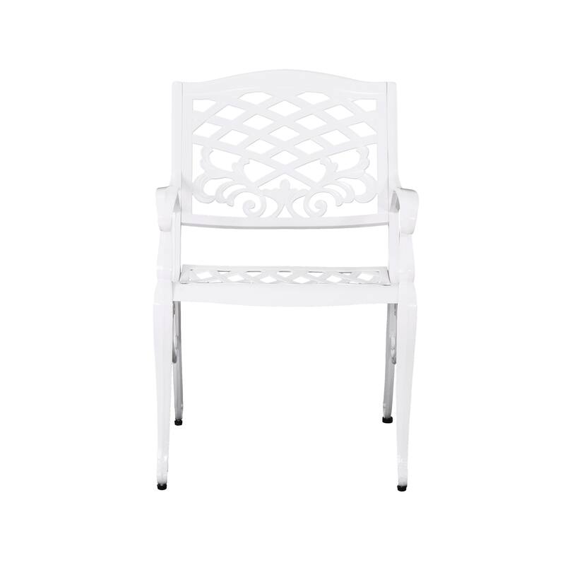 Roomfitters Outdoor Arm Chairs Set of 2, Cast Aluminum Patio Seating, Weather-Resistant Garden Chairs, White