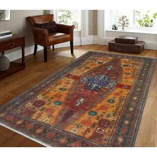 Noori Rug Fine Vintage Distressed Ekin Red/Gold Rug - 3'11