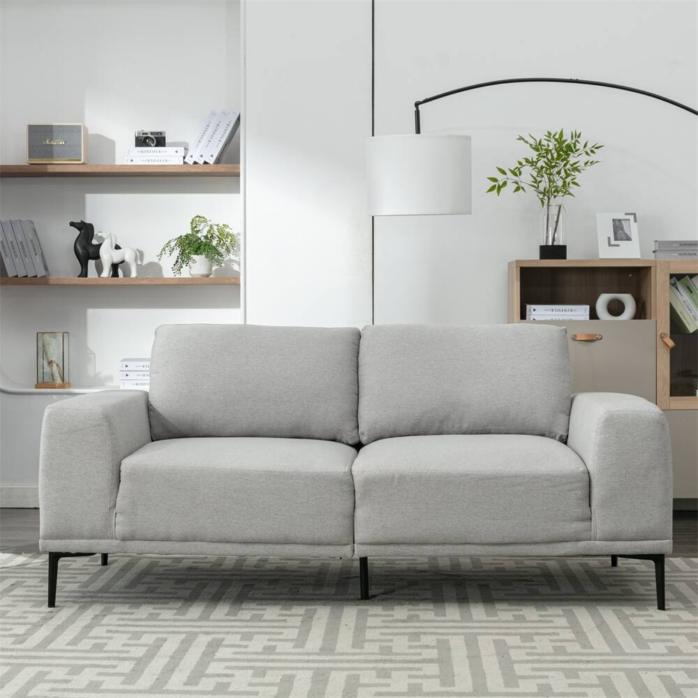 Modern 74.8 Inch Upholstered Accent Linen Fabric Loveseat Couch