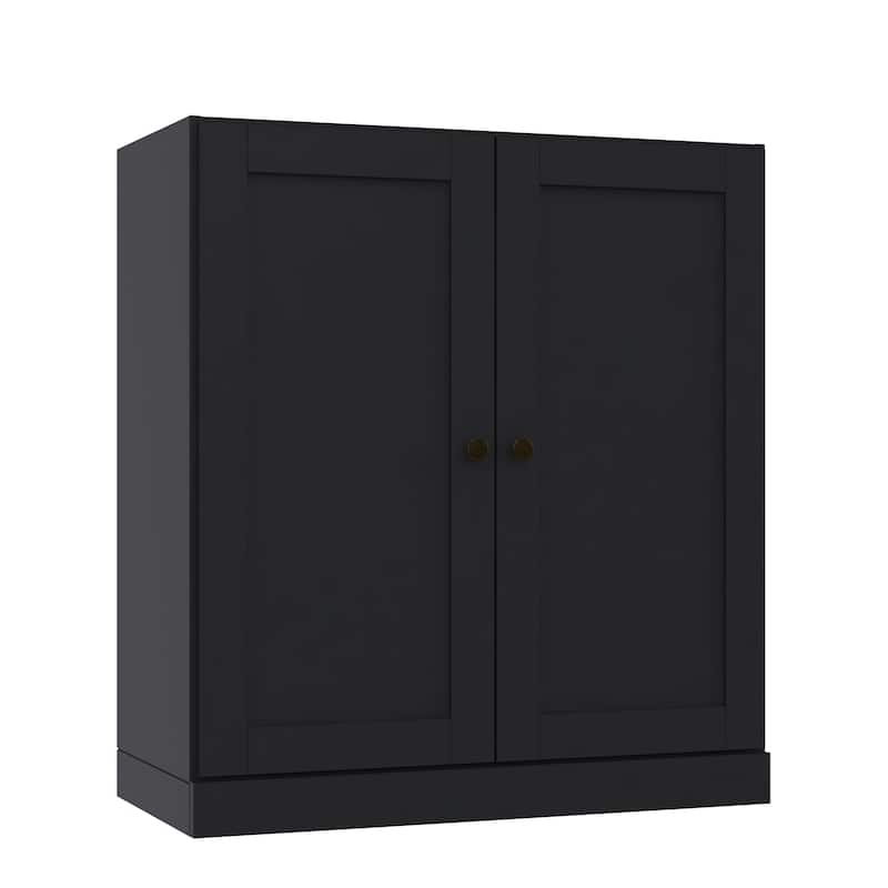 Palace Imports 100% Solid Wood 3-Shelf Bookcase with Shaker Doors and Adjustable Shelves