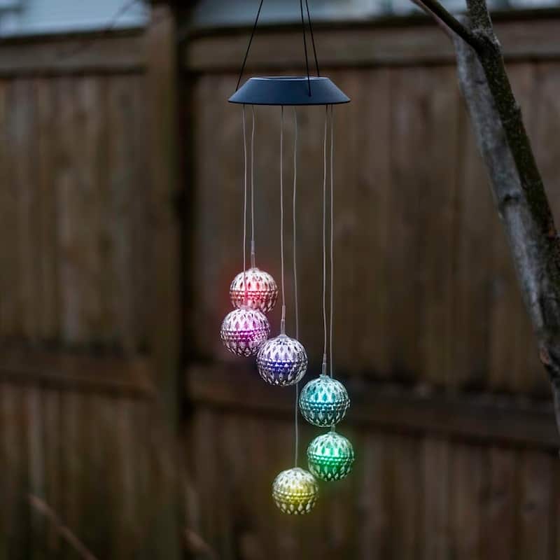 Solar LED Color Changing Metal Orb Wind Chime Mobile (1, 2 or 3 Pack)