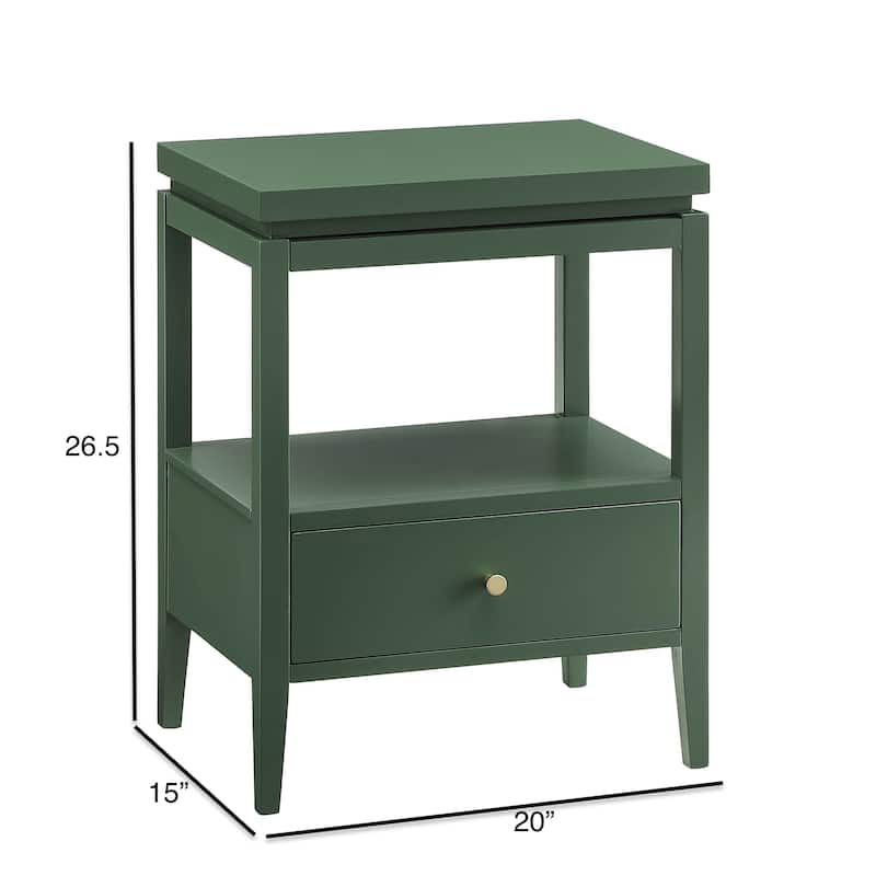 Modern Nightstand with Drawer and Floating Shelf Tapered Legs Design