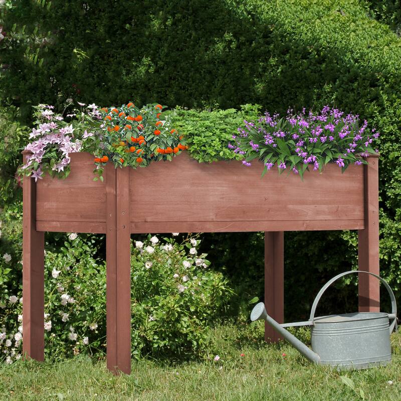 Natural Elevated Planter Box for Outdoor Use with Eco-Friendly Finish