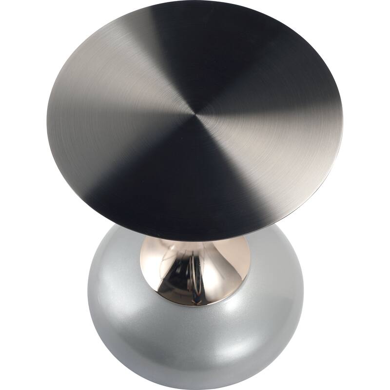 Savoy Round Side Table Stainless-Steel Black Top and Pedestal Base for Home Office Living Room