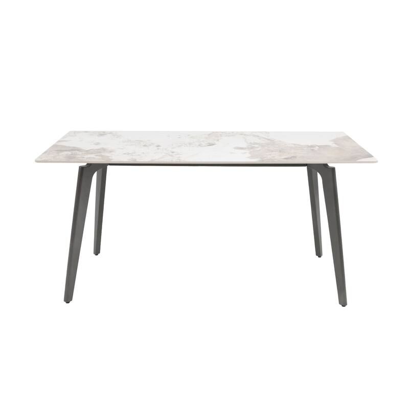 63" Dining Table for 6 with Sintered Stone Tabletop and Metal Legs
