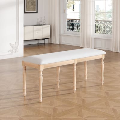 Roomfitters Vintage 50.4" Upholstered Dining Bench with 6 Solid Wood Legs