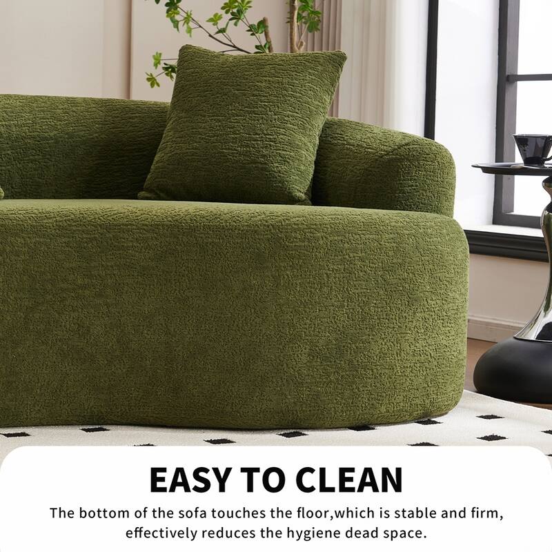 Curved Loveseat White Full Compression Sponge Sofa