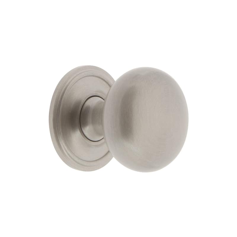 Grandeur FIFT-BRASS-KNOB-GEO Fifth Avenue 1-3/8” Solid Metal Luxury - Satin Nickel