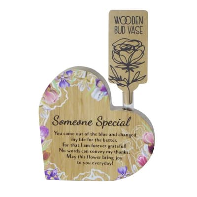Heart With Text -Someone Special Wooden Bud Vase