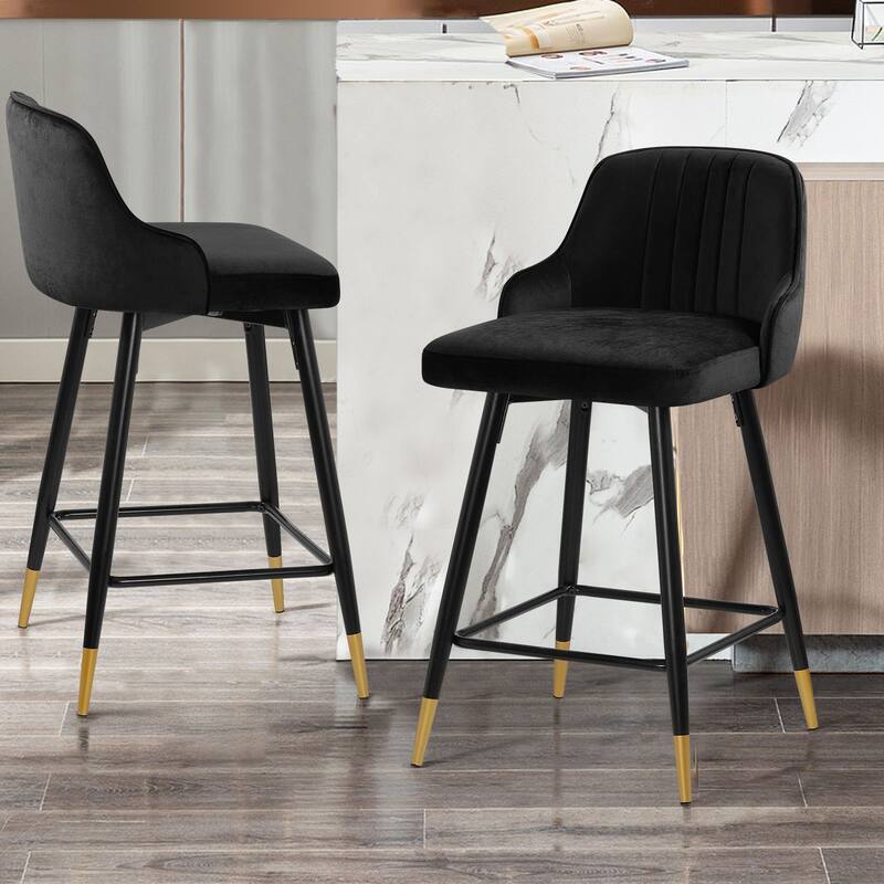 Modern Velvet Upholstered Swivel Counter/ Bar Stools Set of 2/4