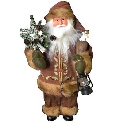 16" Standing Santa Christmas Figure with a Lamp and an Eagle