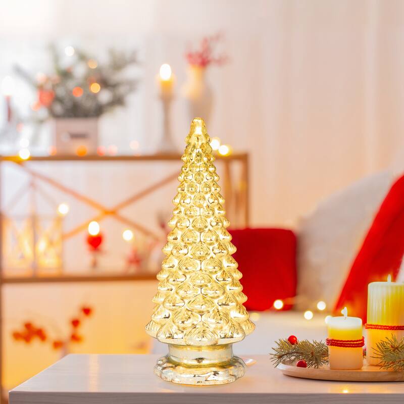 16 in. Mercury Glass Tree with Twinkling Lights