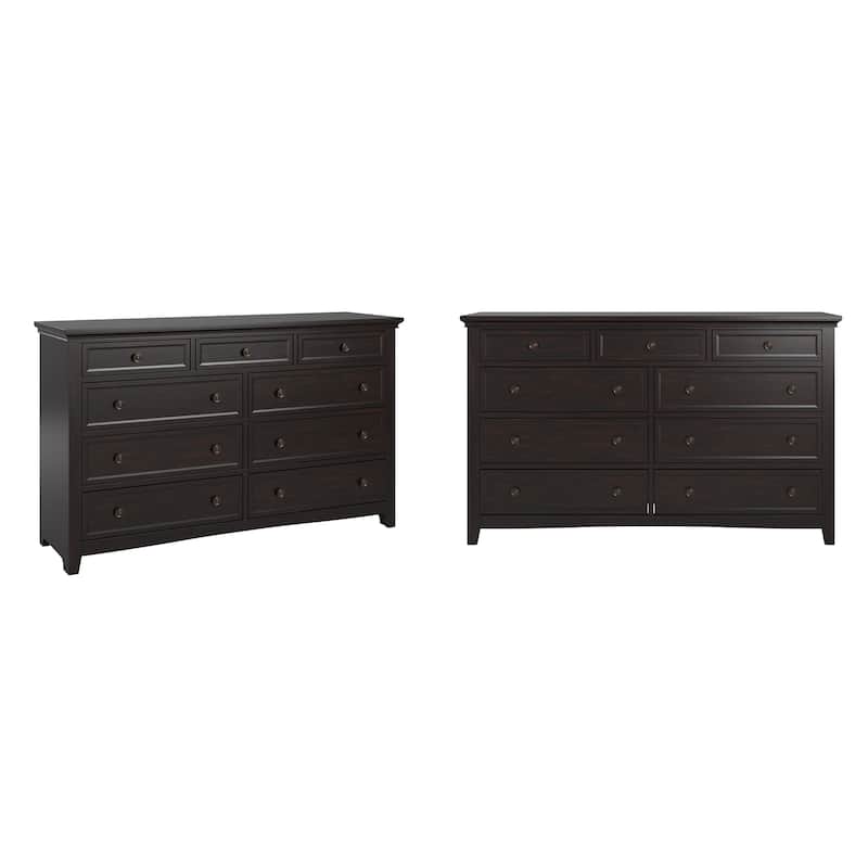 Varenna 9-Drawer Wood Modular Storage Dresser - Black Dresser WITHOUT Mirror