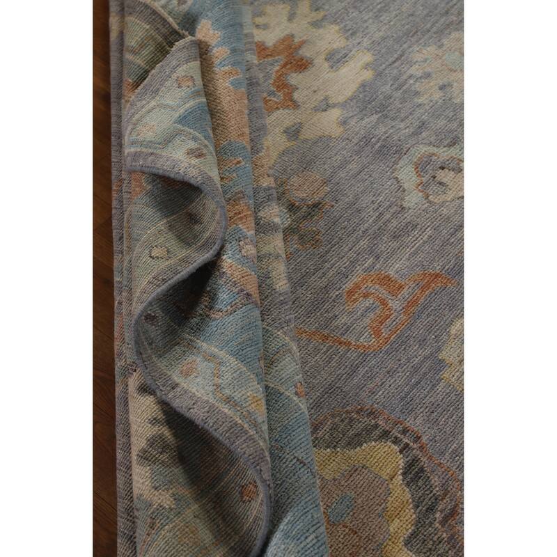 Hand Knotted Oriental 100% Wool Carpet Transitional All-Over Purples Oushak Area Rug - 9' 6'' X 8' 0''