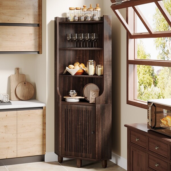 68 Inch Tall Corner Cabinet, 6-Tier Corner Shelf with Doors - On