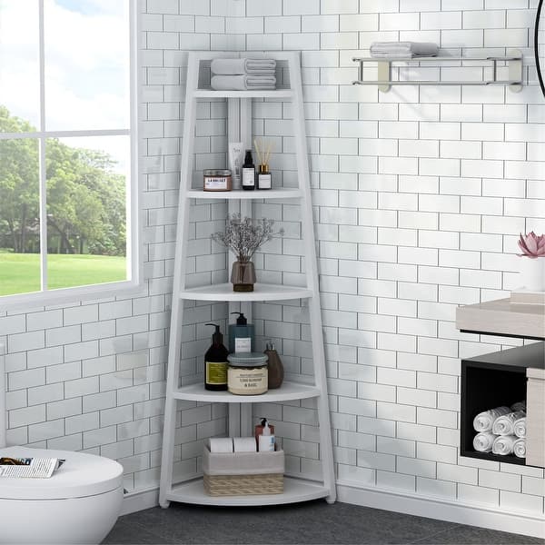 70 Inches Corner Shelf Ladder Shelf Overstock 32537726 Hartleys 5 tier white corner freestanding ladder shelf home display bookcase. 70 inches corner shelf ladder shelf