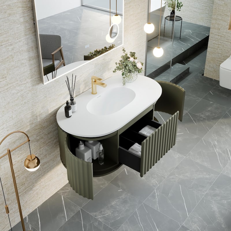 Eviva Haven 39"W Green Wallmount Bath Vanity with Integrated Sink