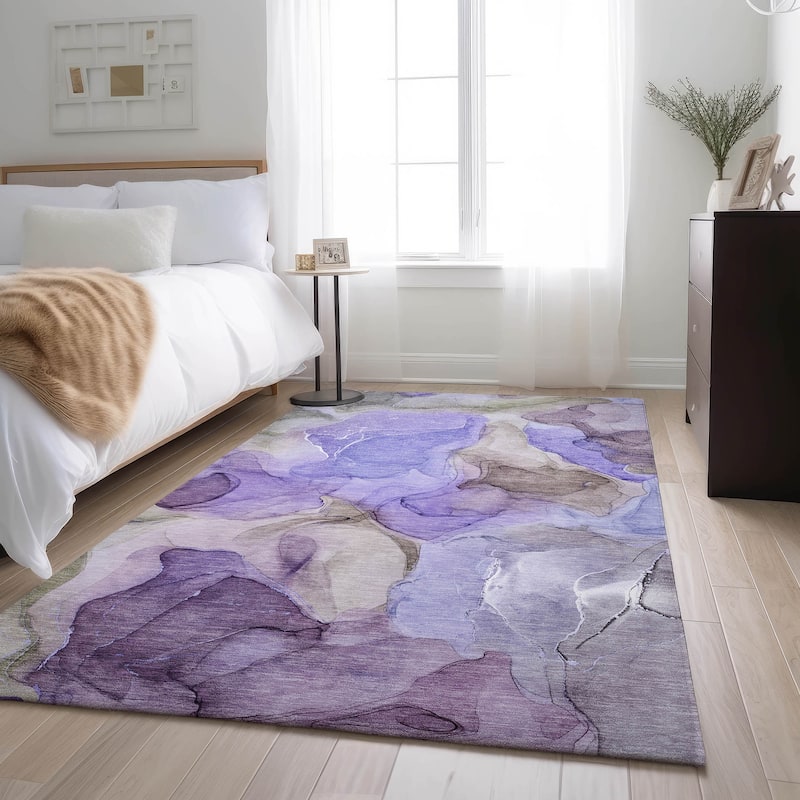 Premium Washable Super Soft Abstract Watercolor Mayfield Rug - Purple - 3' x 5' - Rectangle