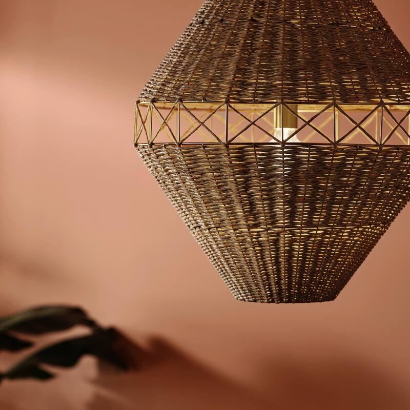 Kichler Lighting Lulo 20 Inch 1 Light Pendant with Handwoven Natural Cord in Champagne Bronze