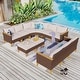 preview thumbnail 29 of 54, 11-Piece Outdoor Wicker Half-Round Furniture Set, Half-Moon Sectional Sofa Set All Weather Rattan Curved Conversation Sets