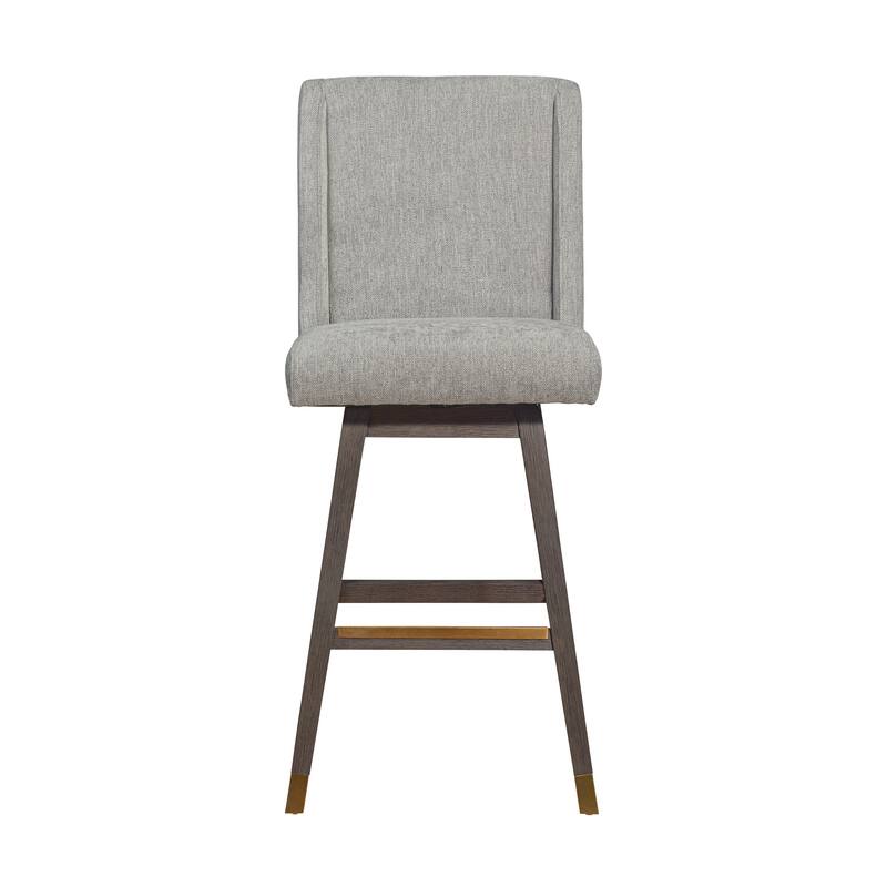 Stancoste Wingback Swivel Bar or Counter Stool with Wood Legs