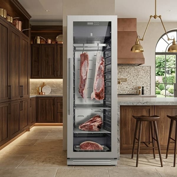 slide 2 of 14, Ca'Lefort 24" Meat Aging Refrigerator 12.46 cu.ft Compact Dry Aging Fridge with UV Sterilization Stainless Steel