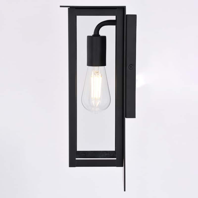 VAXCEL Burr Ridge Matte Black Contemporary Outdoor Wall Sconce Light Fixture, Durable Steel, Clear Glass Shade