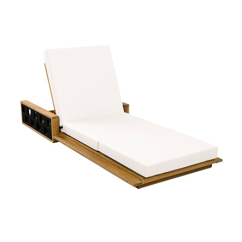 Christopher Knight Home - Modern Outdoor Acacia Wood Tri-Fold Chaise Lounge with Rope Accents & Water-Resistant Foam Headrest