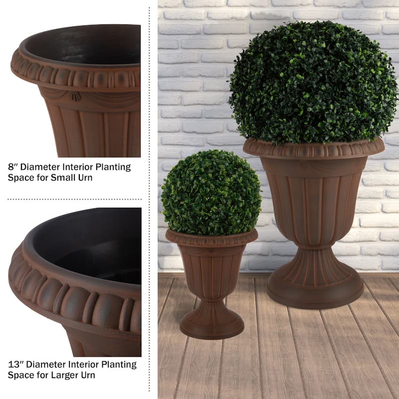 Pure Garden 16x18-Inch Outdoor Planter 2-Pack - Plastic Urn Planters