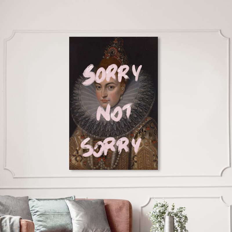 Wynwood Studio Canvas Fashion and Glam Sorry Not Sorry Pink and Light Pink Shabby Chic Wall Art Canvas Print - 54 x 36