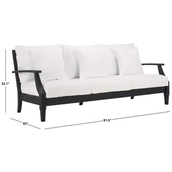 dimension image slide 3 of 10, SAFAVIEH Couture Outdoor Martinique Solid Wood Patio Sofa