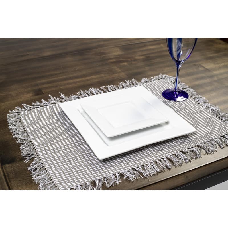 Homespun 100 Cotton Placemat 13x19 (Set of 4) - Grey