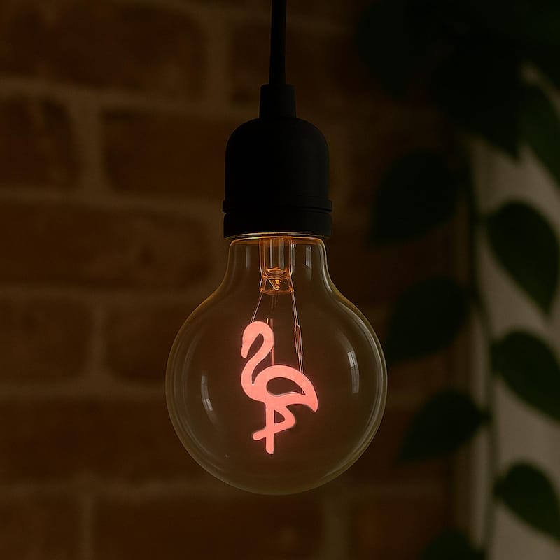 Festive Living LED Flamingo Decorative Filament Bulb G80 Globe E26 Base 1W Clear Glass 1pk