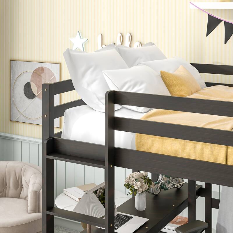Minimalistic Full Pine Loft Bed