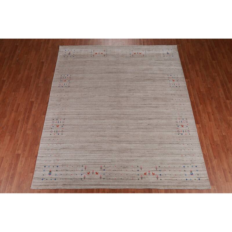 Tribal Gabbeh Indian Rug Hand-Knotted Wool Carpet - 8'5" x 9'9"