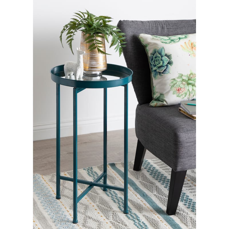 Kate and Laurel Celia Round Foldable Metal Accent Table - 14x14x26