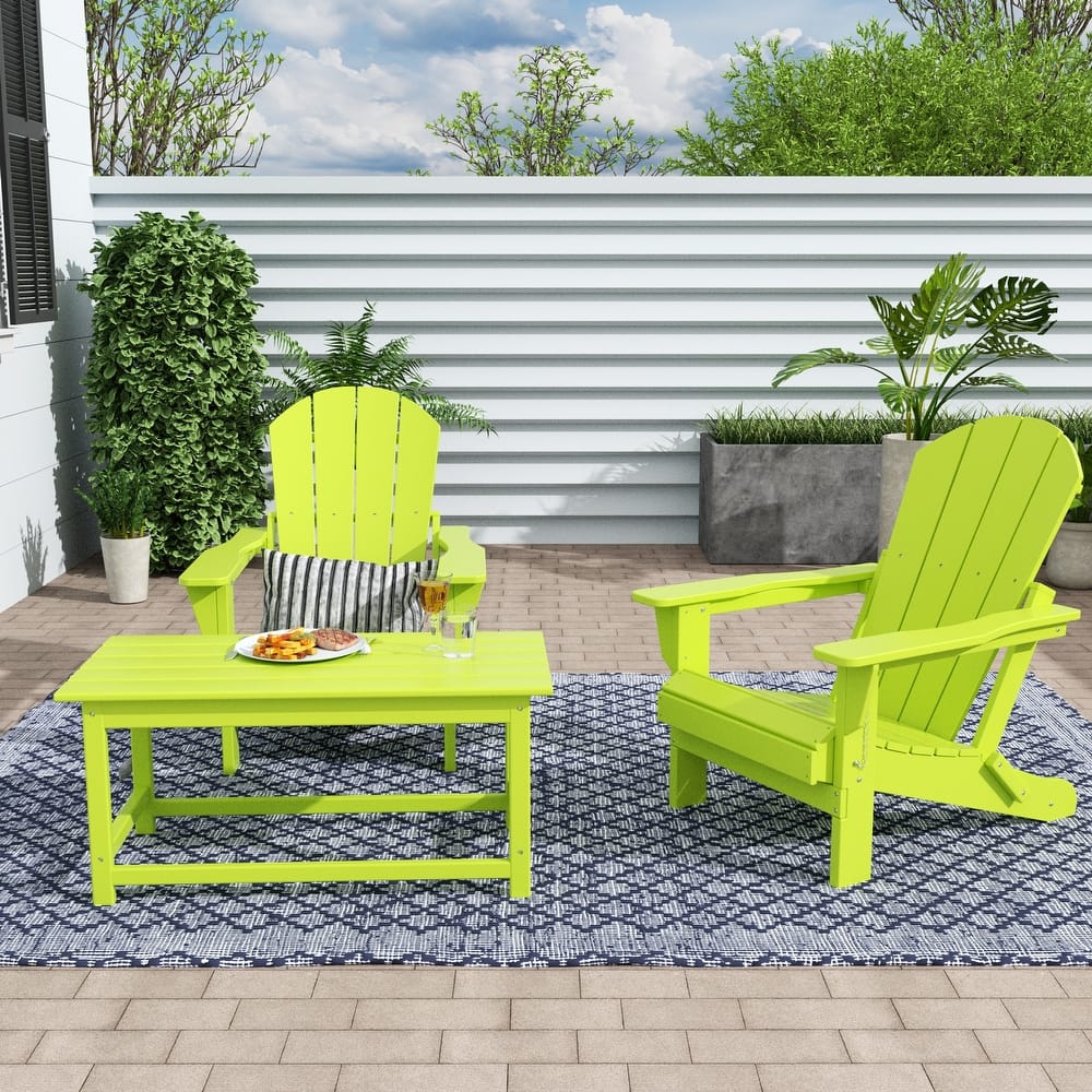 Laguna Hdpe All Weather Outdoor Patio Foldable Adirondack Chairs Conversation Set (3-Piece Set)