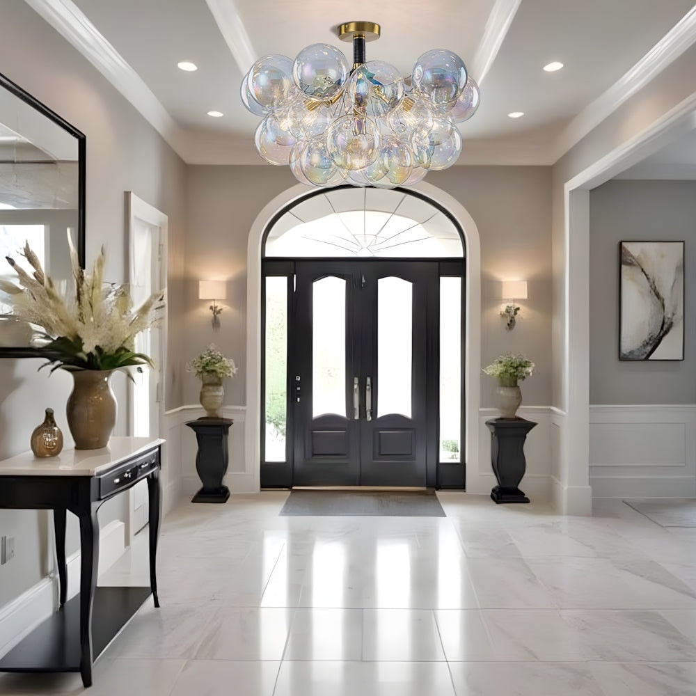 Modern Pearlescent Bubble Glass Semi Flush Mount Light 24.8 in