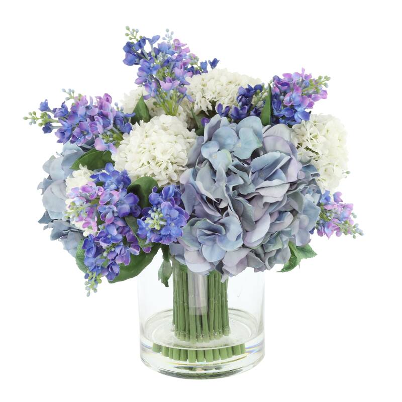 Modern Floral Arrangement with Hydrangeas, Viburnum and Lilacs