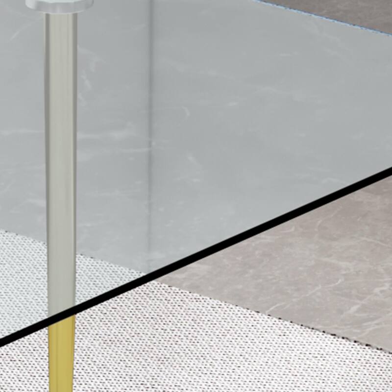 Modern Luxury Rectangular Tempered Glass Dining Table Set with 6 Transparent Chairs and Gold Legs