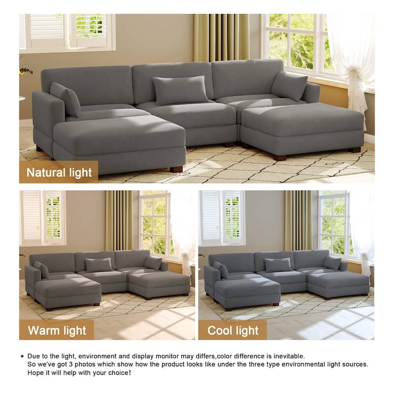 Modern U-shaped Modular Corduroy Sectional Sofa
