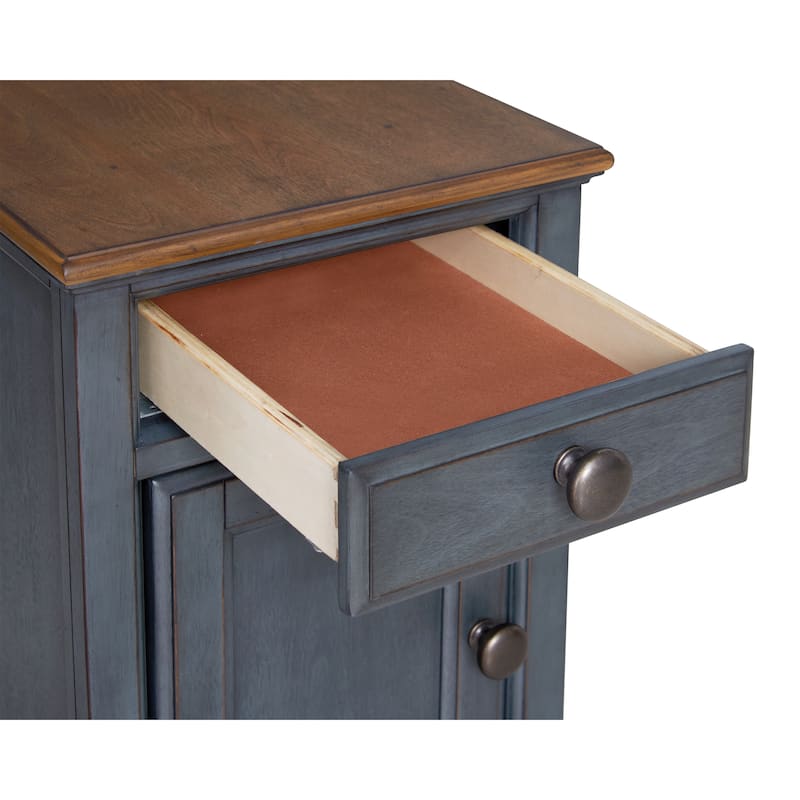 Bridgevine Home Americana 14 inch Chairside Table, No Assembly Required, Corduroy Blue Finish