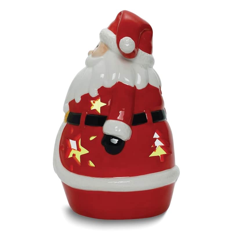 Curata Santa Led Lighted Ceramic Lantern