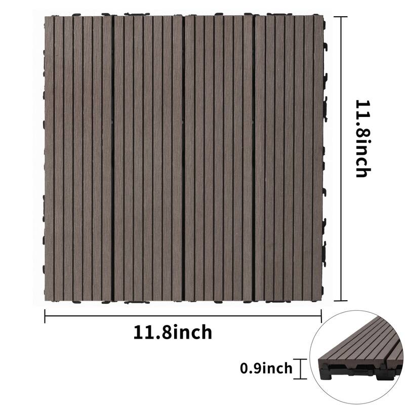 11.8" x 11.8" square wood-plastic composite deck tiles