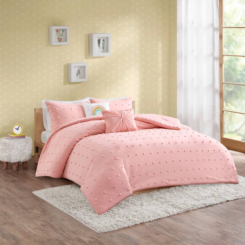 Ensley Cotton Jacquard Pom Pom Comforter Set by Intelligent Design Kids