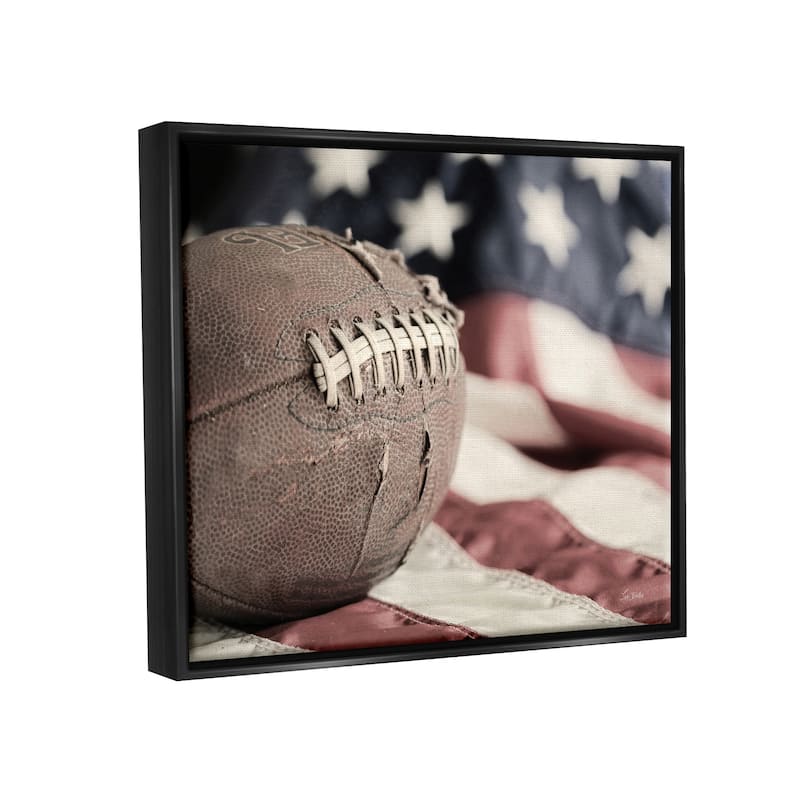 Stupell Football & American Flag Framed Floater Canvas Wall Art Design by Lori Deiter