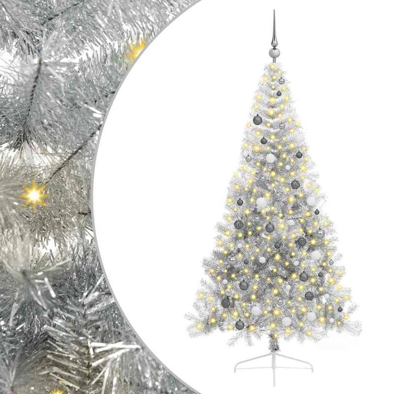 vidaXL Artificial Pre-lit Christmas Tree Silver 82.7" PET
