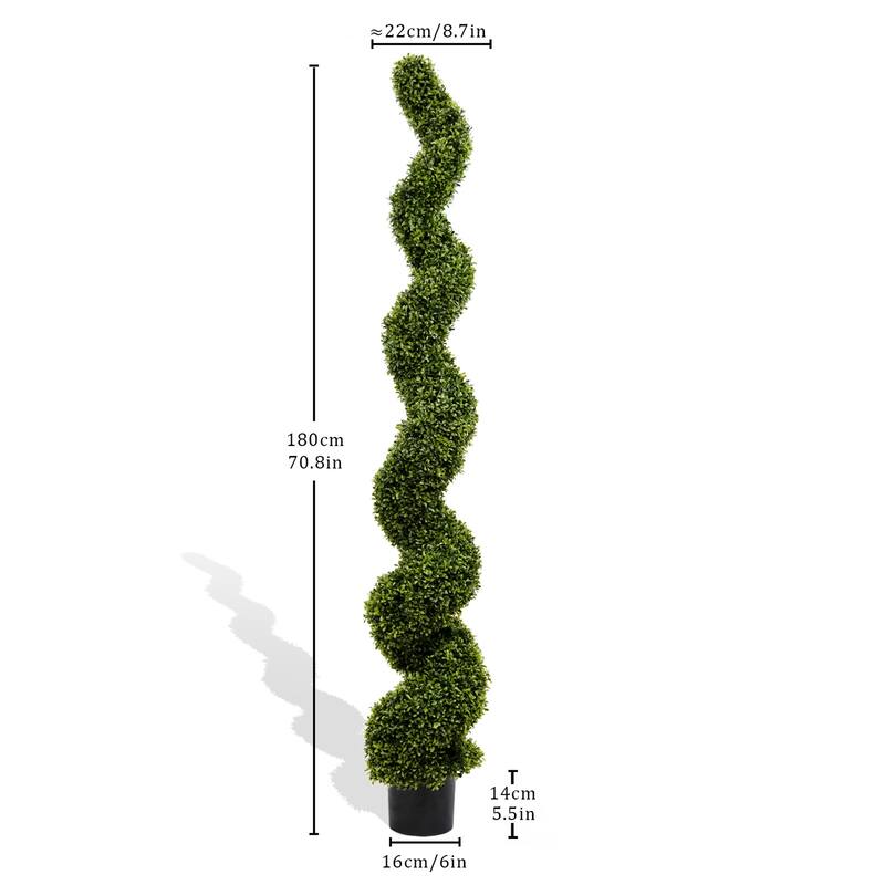 Set of 2 6FT Spiral Topiary Trees Artificial Outdoor