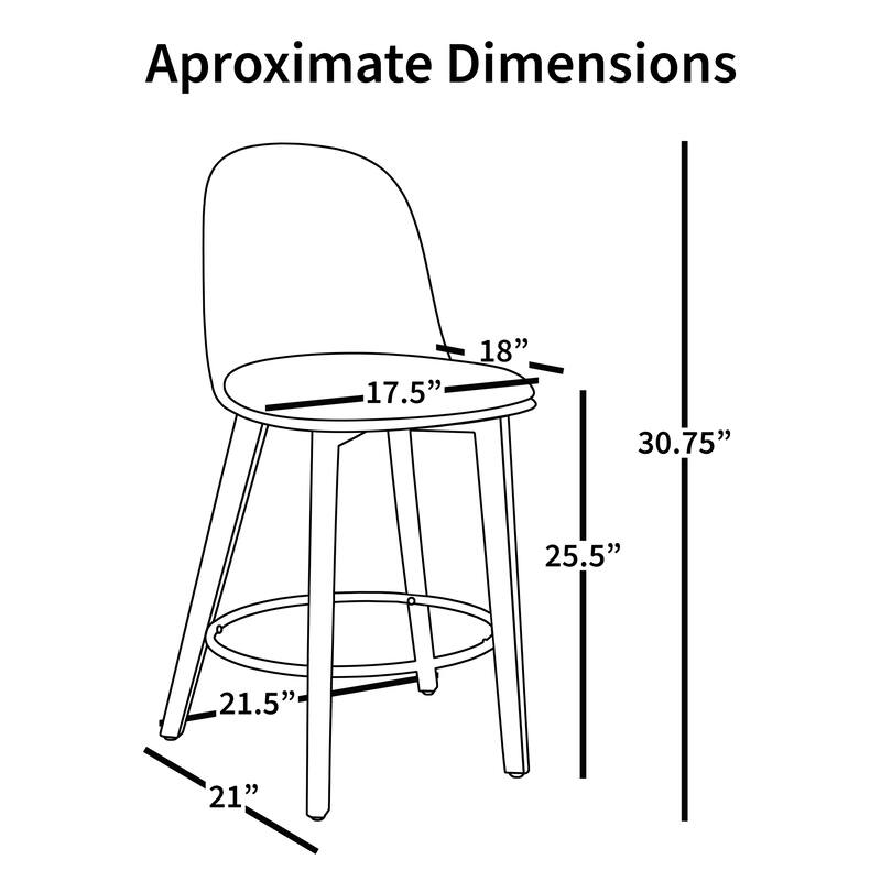 Set of 2 Designer Eiffel Chairs Counter Stools With Backs Side Molded Shell Kitchen Office Dining Dowel Bar Patio